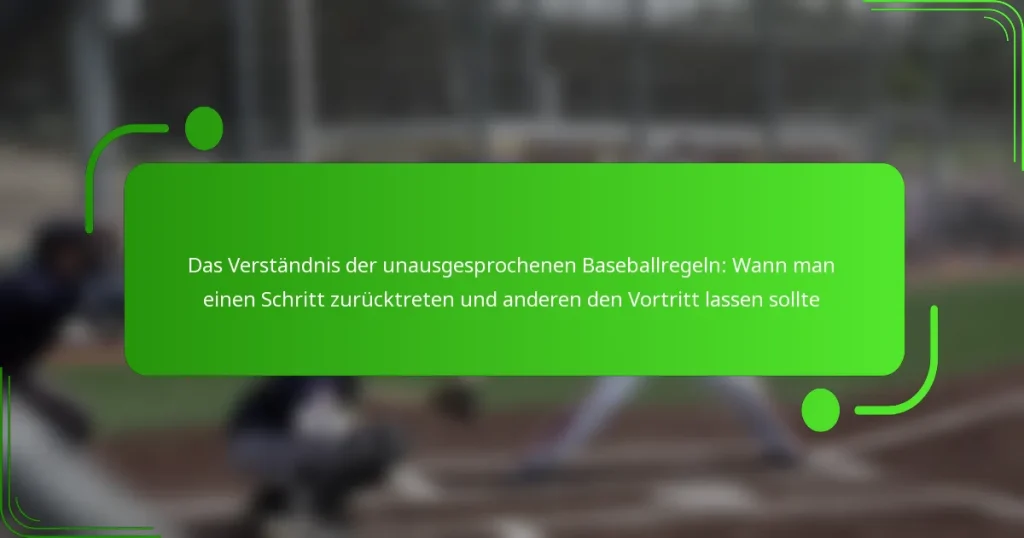 Das Verständnis der unausgesprochenen Baseballregeln: Wann man einen Schritt zurücktreten und anderen den Vortritt lassen sollte