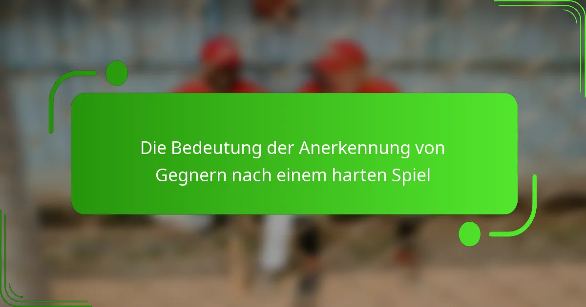 Die Bedeutung der Anerkennung von Gegnern nach einem harten Spiel