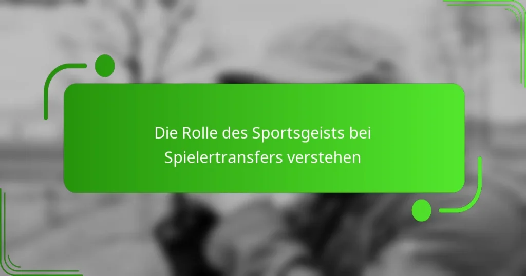 Die Rolle des Sportsgeists bei Spielertransfers verstehen