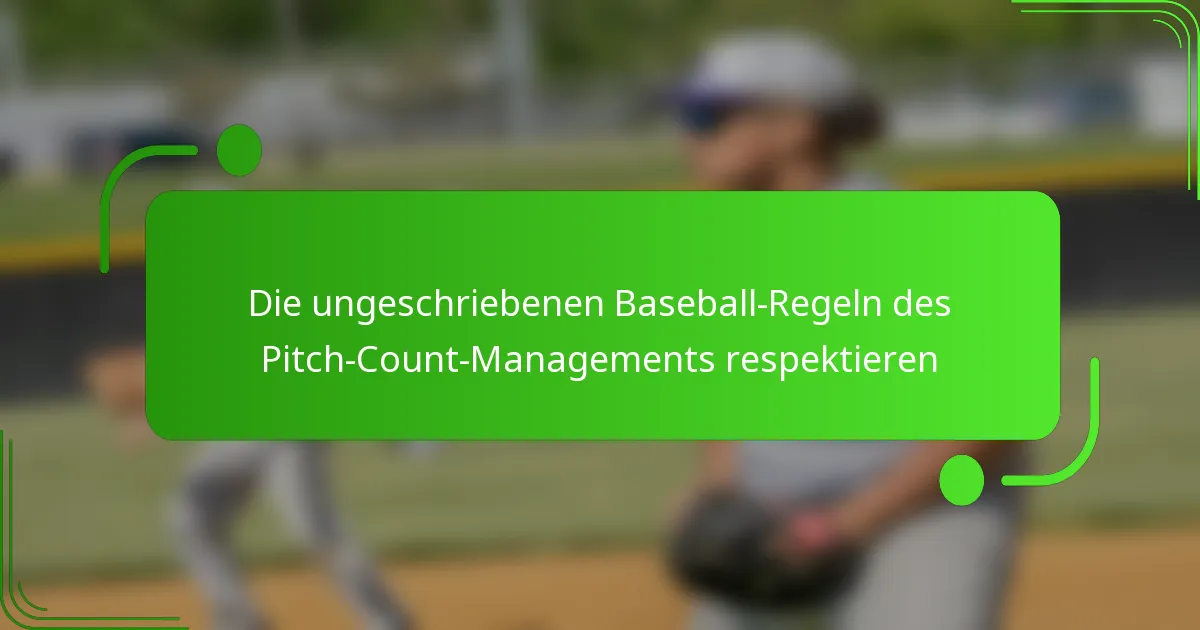 Die ungeschriebenen Baseball-Regeln des Pitch-Count-Managements respektieren