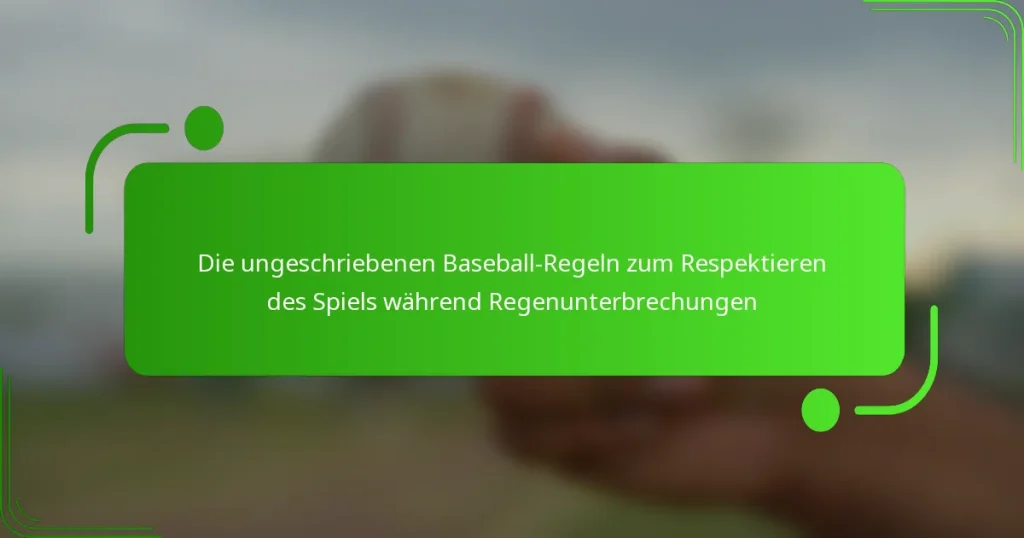 Die ungeschriebenen Baseball-Regeln zum Respektieren des Spiels während Regenunterbrechungen