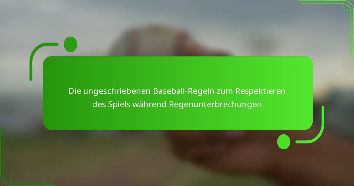 Die ungeschriebenen Baseball-Regeln zum Respektieren des Spiels während Regenunterbrechungen