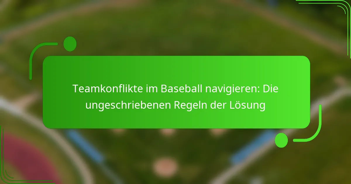 Teamkonflikte im Baseball navigieren: Die ungeschriebenen Regeln der Lösung