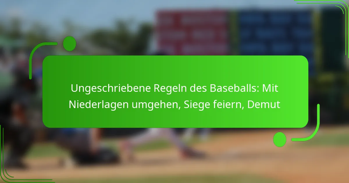 Ungeschriebene Regeln des Baseballs: Mit Niederlagen umgehen, Siege feiern, Demut