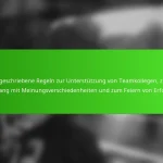 Ungeschriebene Regeln zur Unterstützung von Teamkollegen, zum Umgang mit Meinungsverschiedenheiten und zum Feiern von Erfolgen