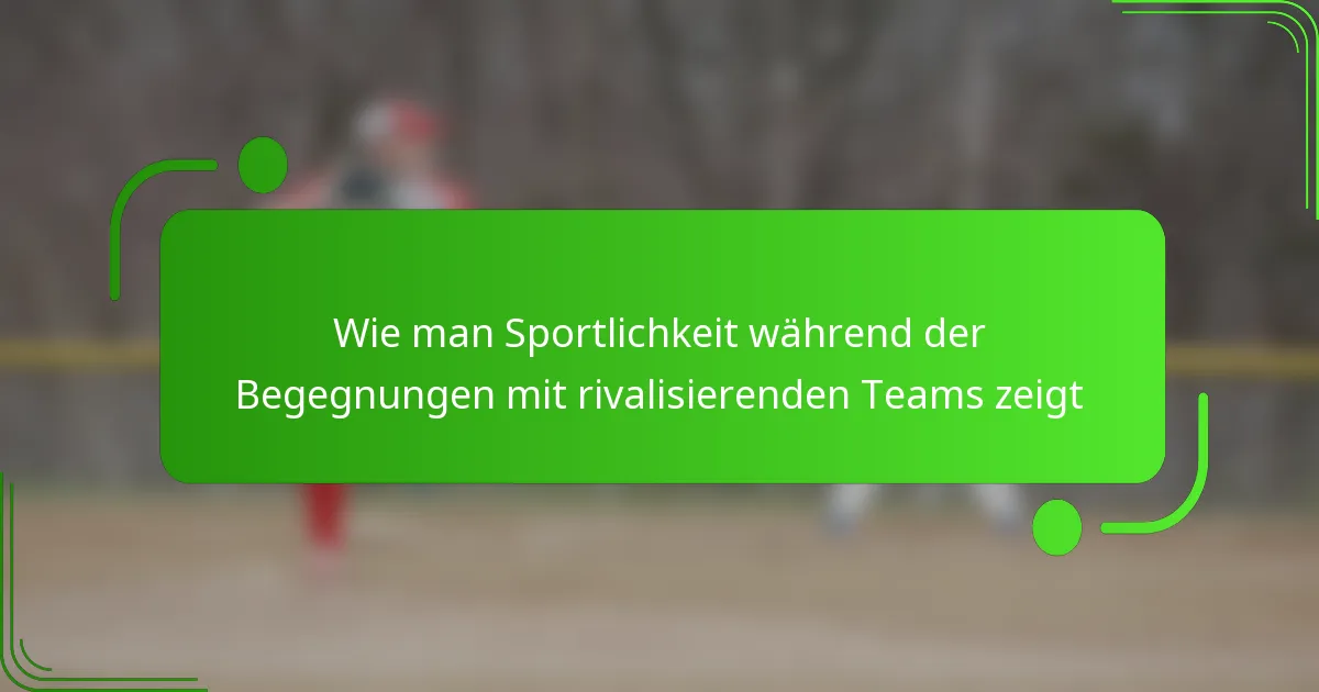 Wie man Sportlichkeit während der Begegnungen mit rivalisierenden Teams zeigt