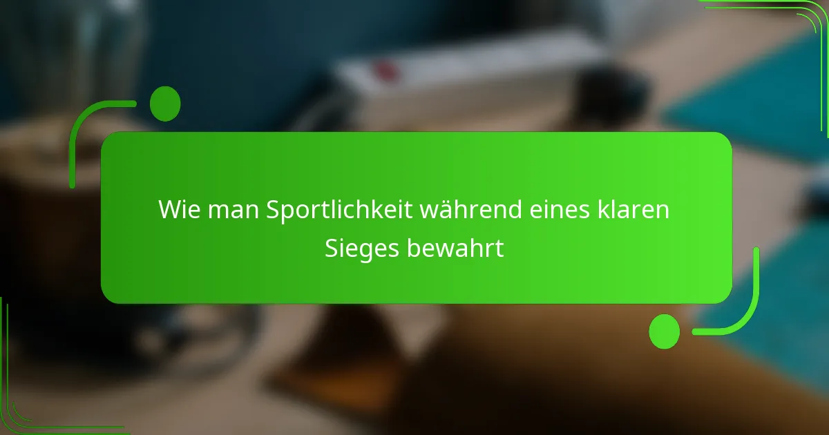 Wie man Sportlichkeit während eines klaren Sieges bewahrt