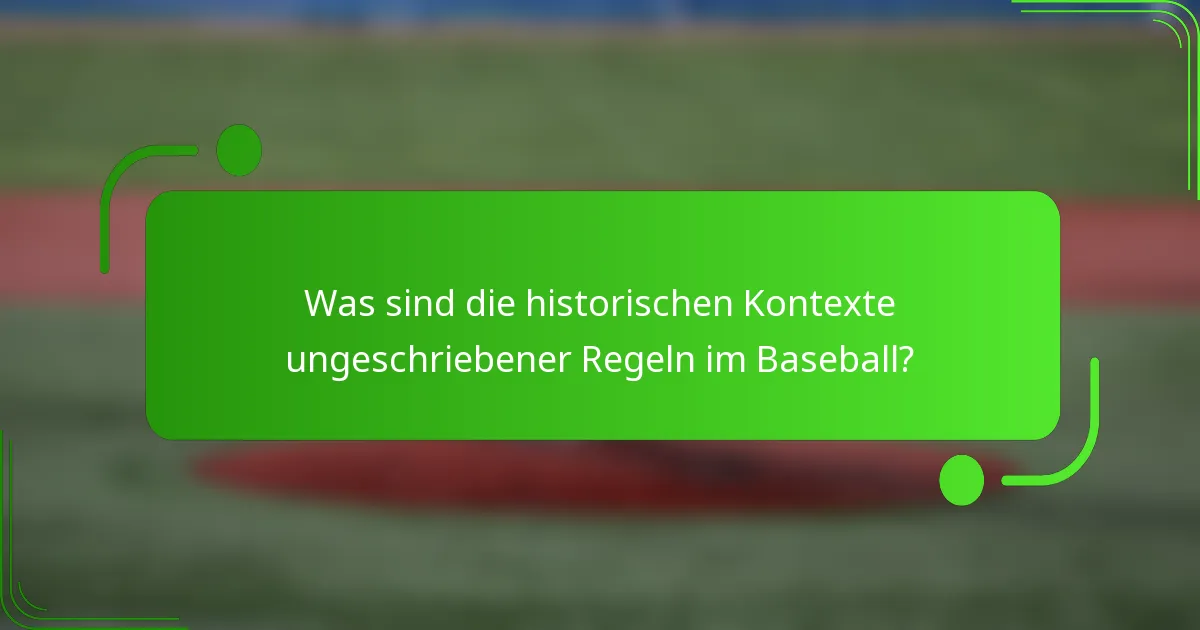 Was sind die historischen Kontexte ungeschriebener Regeln im Baseball?