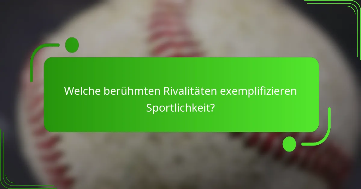 Welche berühmten Rivalitäten exemplifizieren Sportlichkeit?