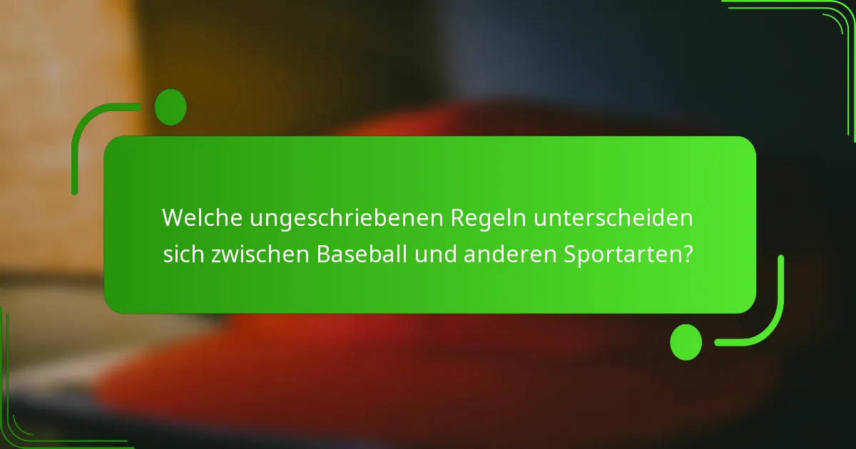 Welche ungeschriebenen Regeln unterscheiden sich zwischen Baseball und anderen Sportarten?